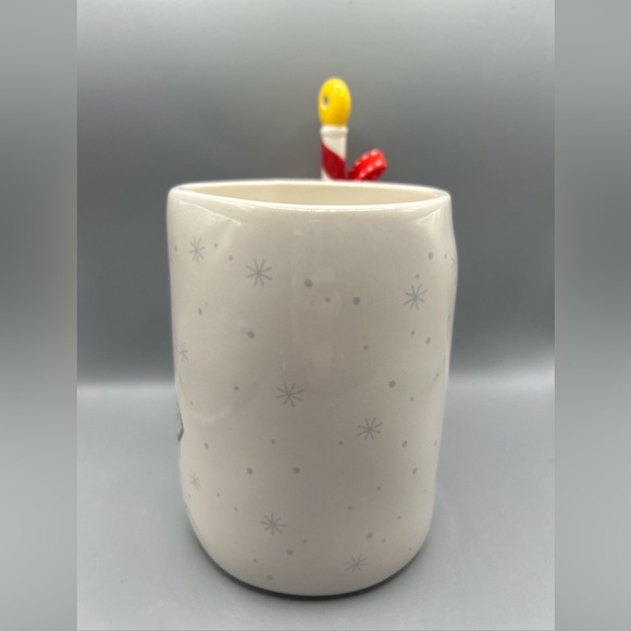 Rae Dunn HO HO HO Christmas Mug With Peppermint Spoon Double Sided NORTH POLE - Picture 2 of 3